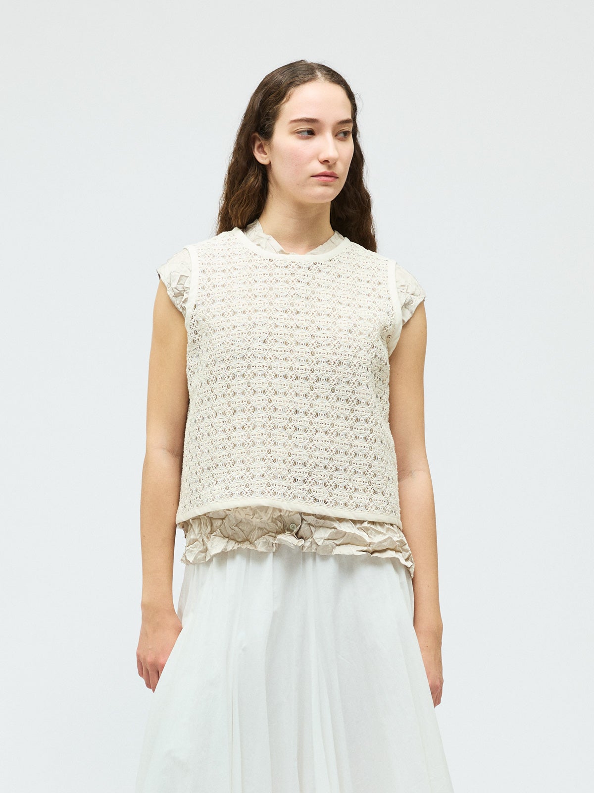 lace crew neck vest