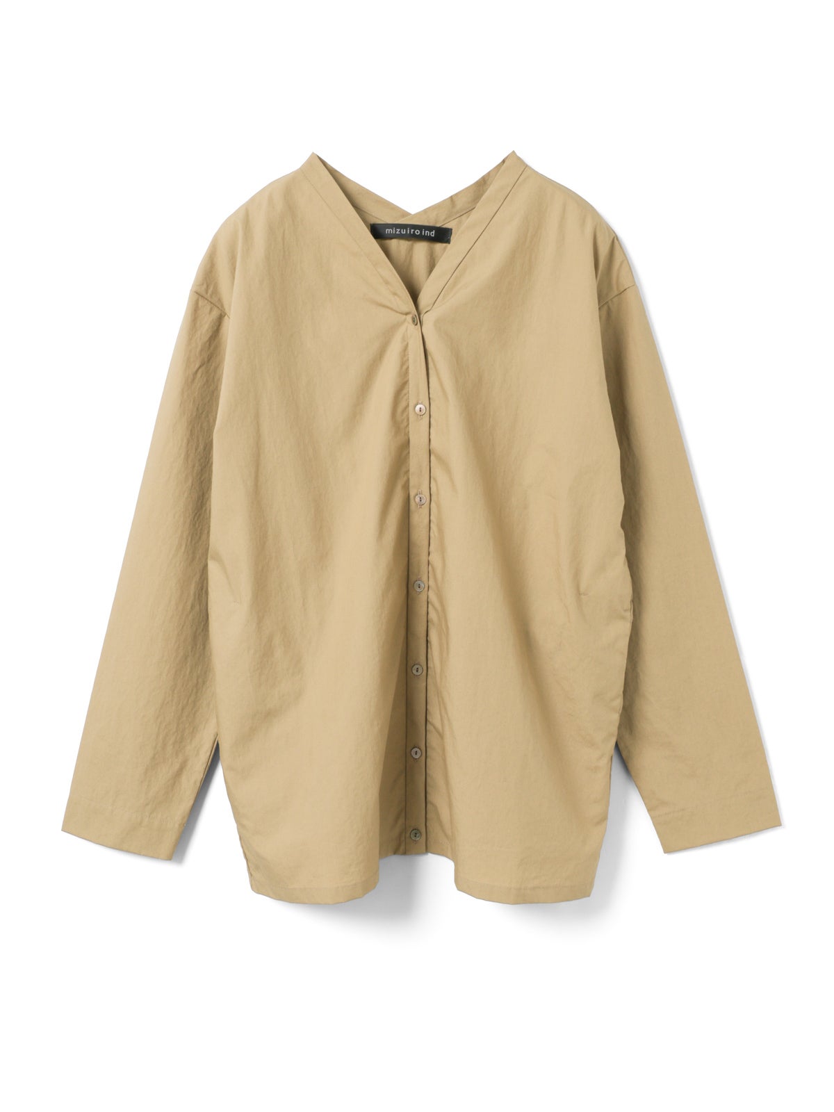 mizuiro ind ベージュ　長袖カーディガン　クロップド丈 mizuiro ind シャツカーディガン｜ MARcourt ONLINE STORE
