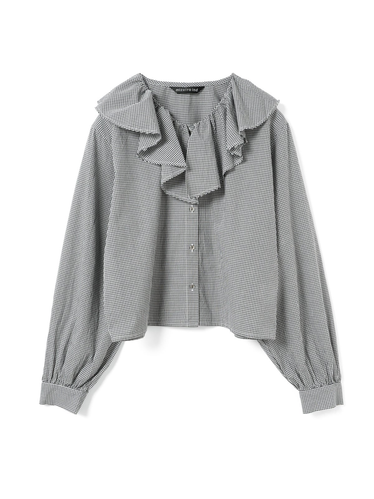 mizuiro ind チェックフリルギャザーカラーシャツ｜ MARcourt ONLINE