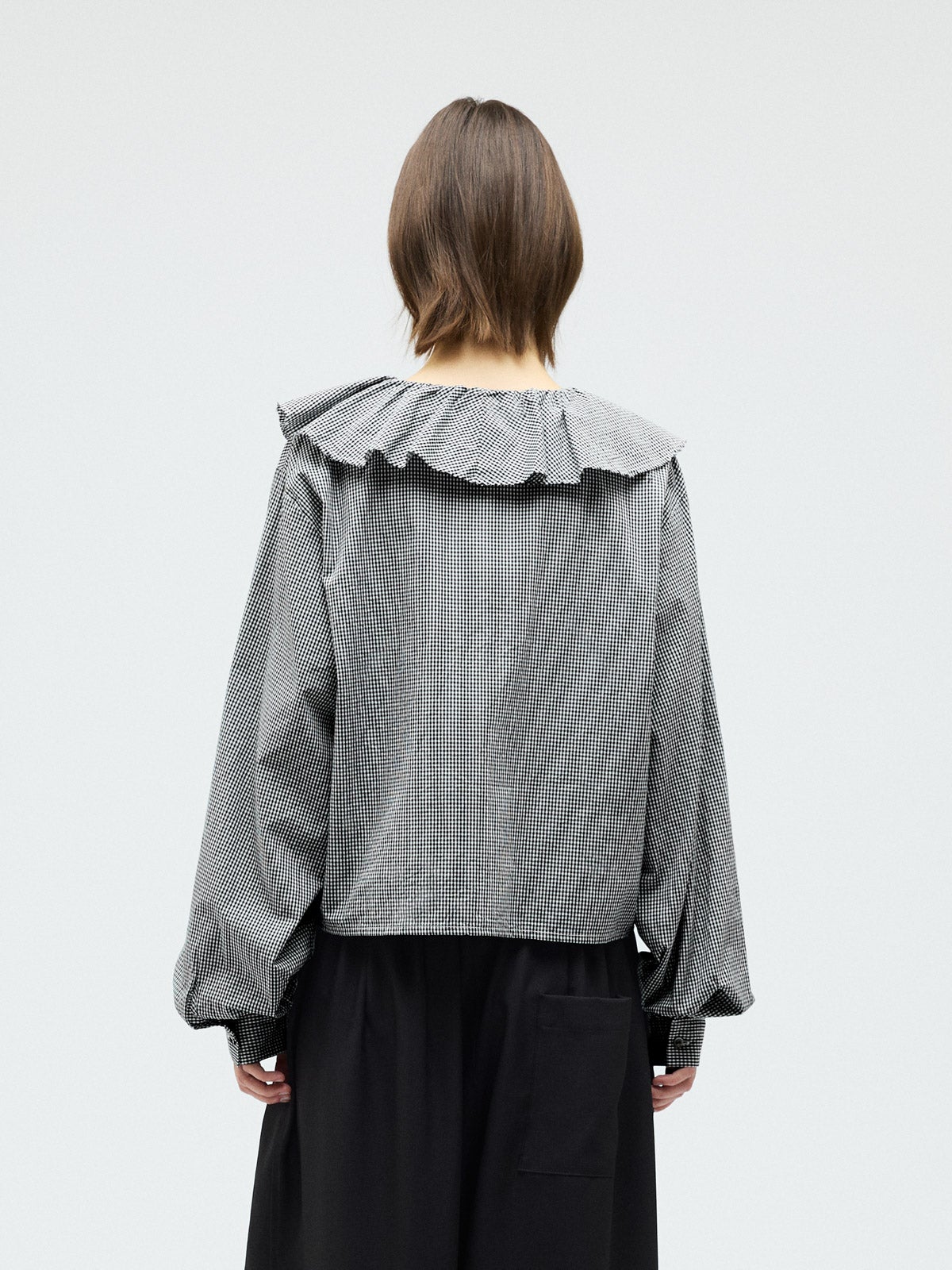 mizuiro ind チェックフリルギャザーカラーシャツ｜ MARcourt ONLINE