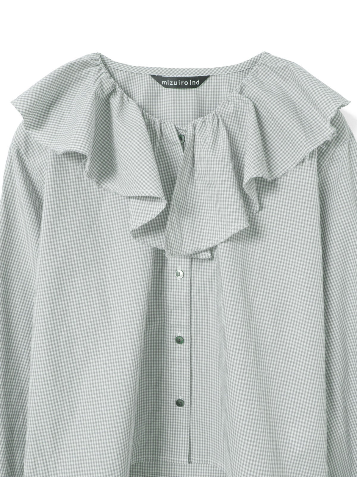 mizuiro ind チェックフリルギャザーカラーシャツ｜ MARcourt ONLINE