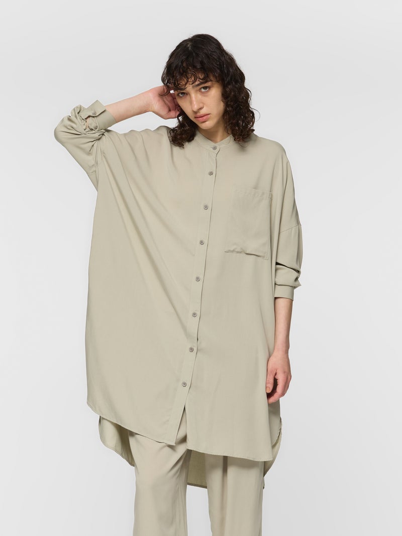 mizuiro ind T/Rバンドカラーロングシャツ