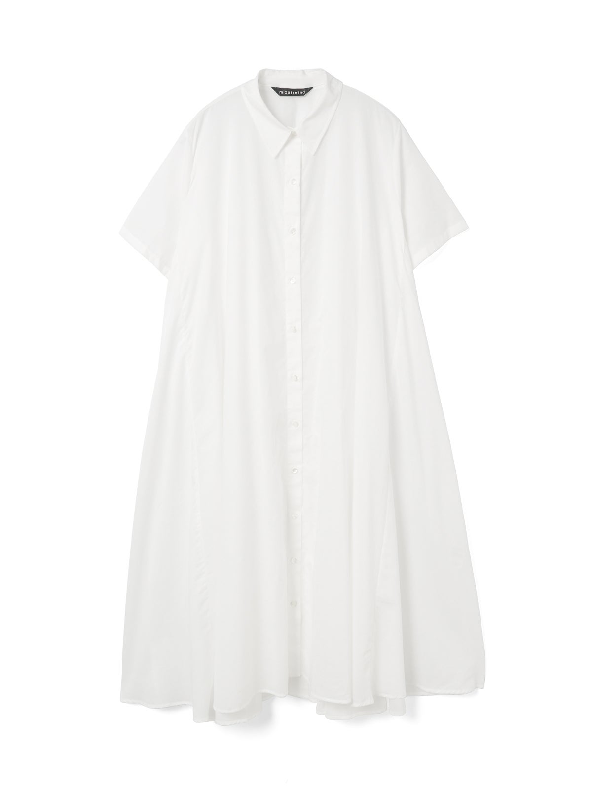 【新品】ミズイロインド　フレアシャツワンピース フリー　ホワイト mizuiro ind ハーフスリーブフレアシャツワンピース｜ MARcourt ONLINE