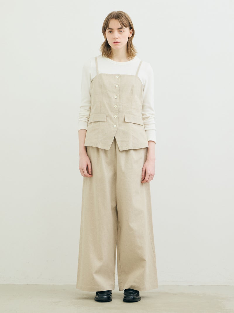 リネンブレンドワイドパンツ