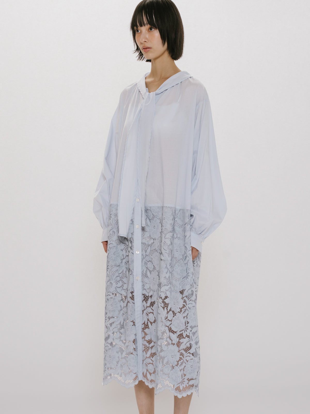 MIDIUMISOLID for Ladies レースコンビシャツワンピース｜ MARcourt