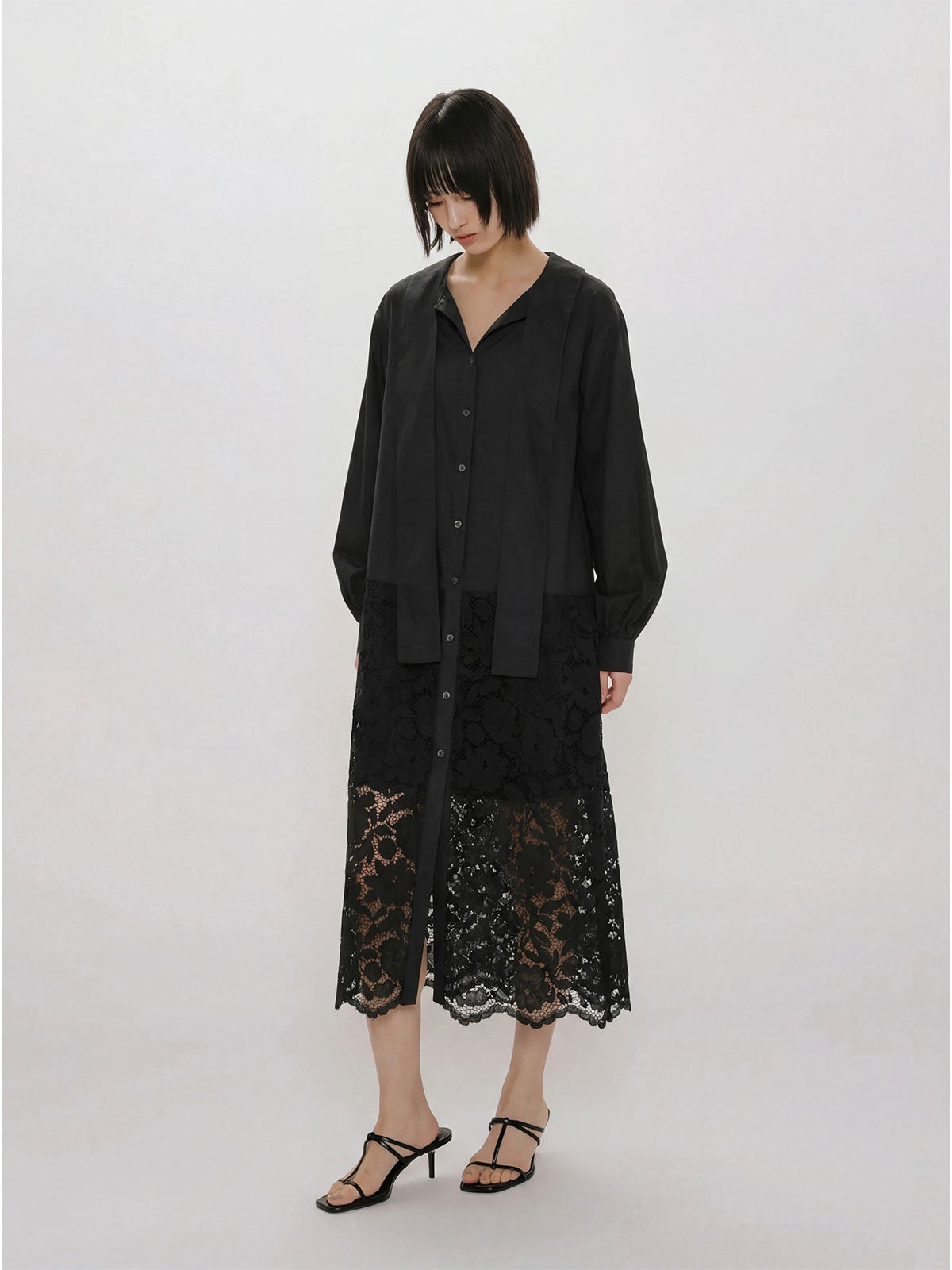 MIDIUMISOLID for Ladies レースコンビシャツワンピース｜ MARcourt