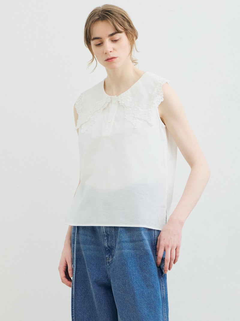 レースカラーノースリーブシャツ アップ