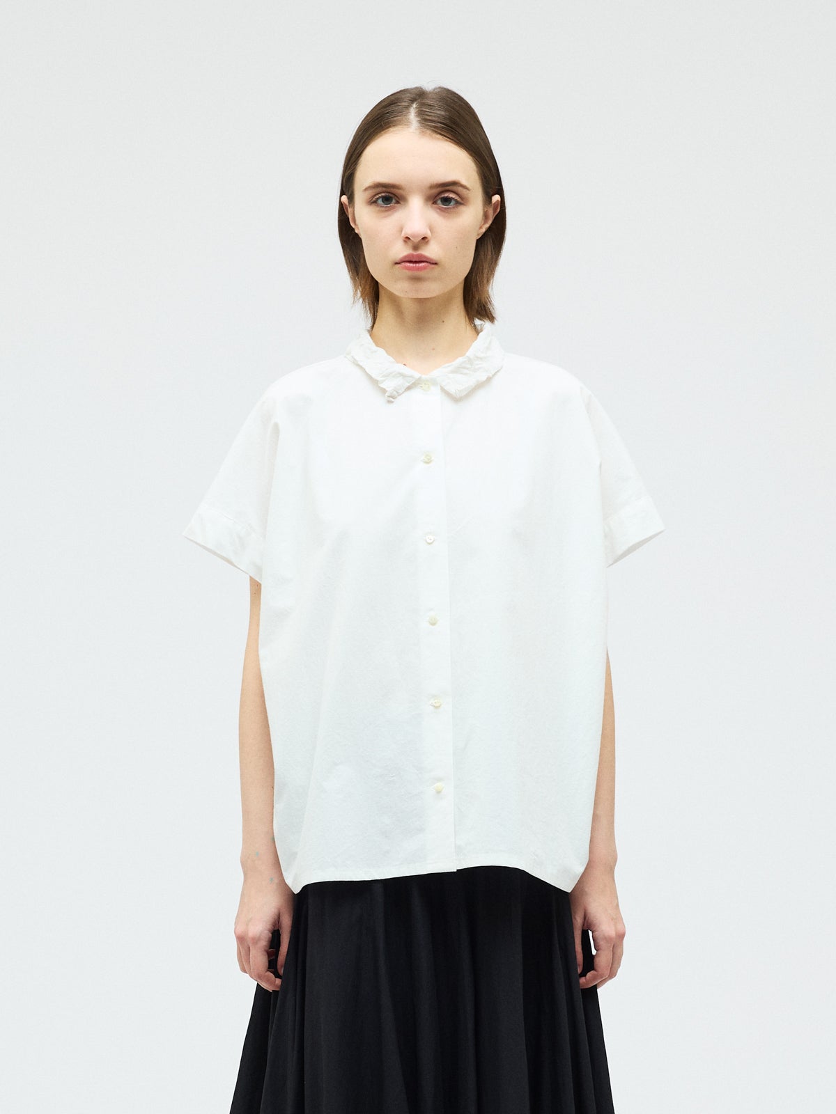 ミズイロインド　バンドカラー　ワイドシャツ ゆったり　日本製　白 ミズイロインド 25SS ワイドシャツ バンドカラー ゆったり 洗える