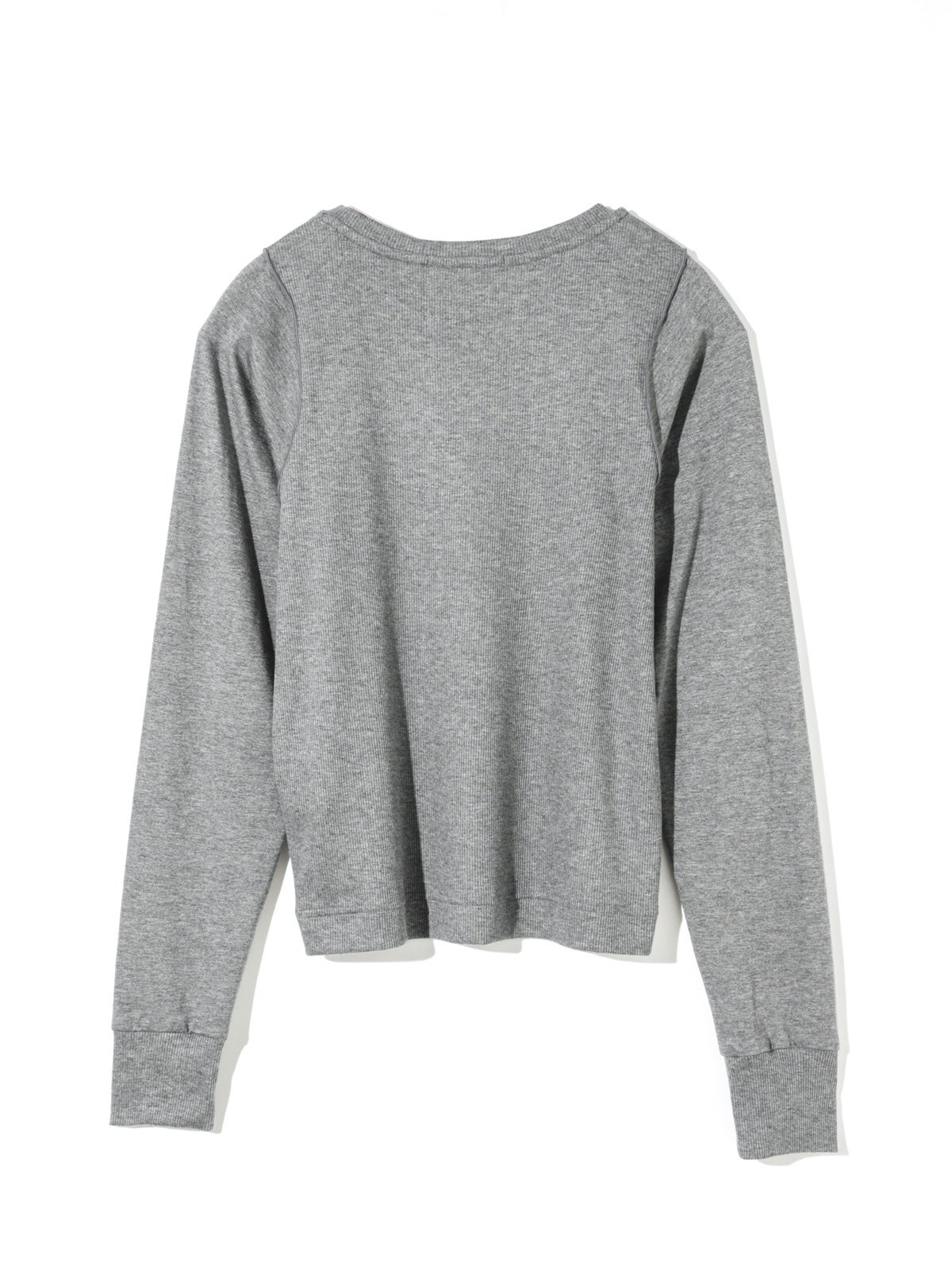 MIDIUMISOLID ミディウミソリッド クリンクル加工 グレー 長袖ニット MIDIUMISOLID for Ladies レイヤードライクプルオーバー｜ MARcourt