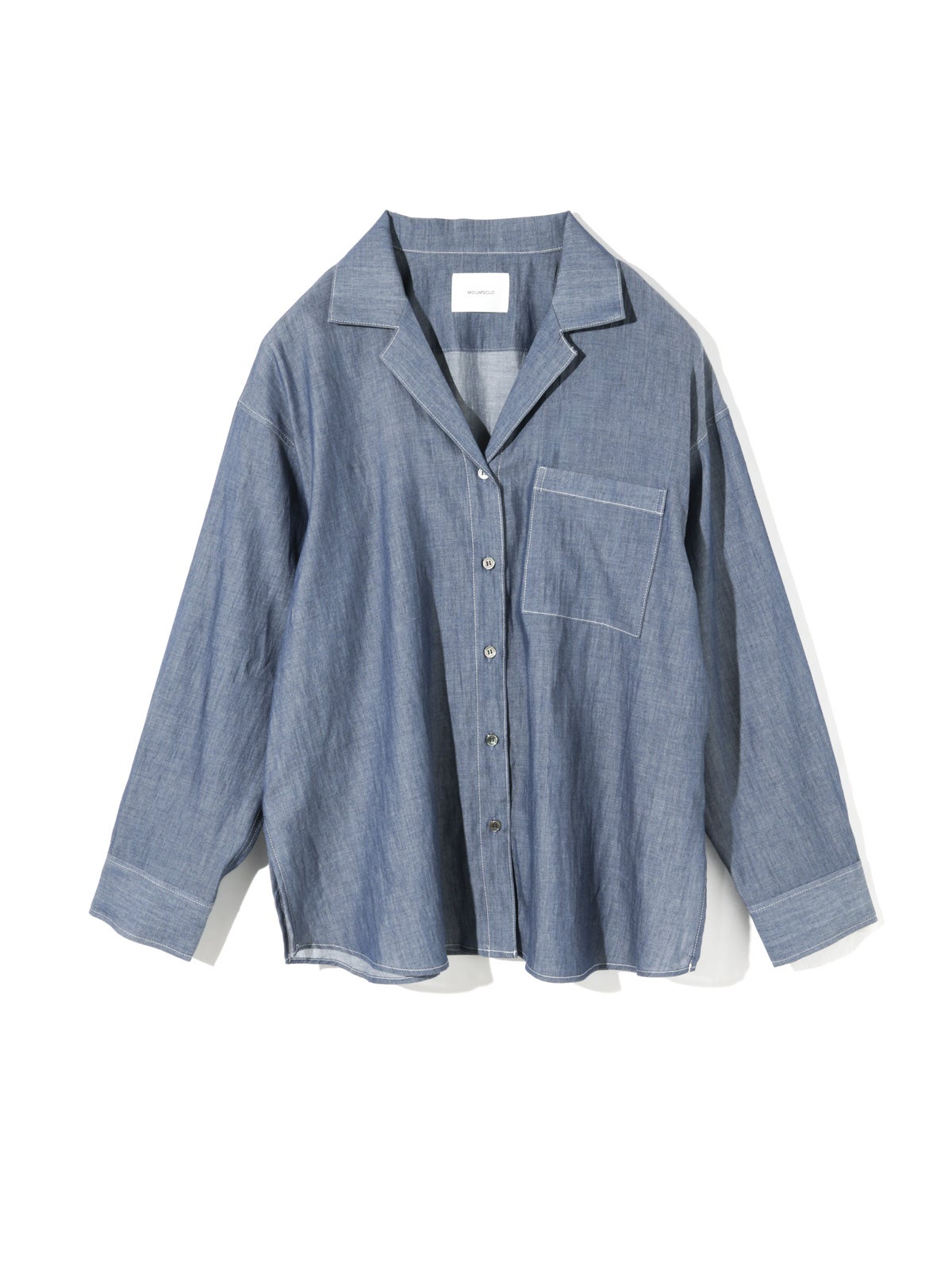 MIDIUMISOLID for Ladies シアーデニムオープンカラーシャツ(BLEACH