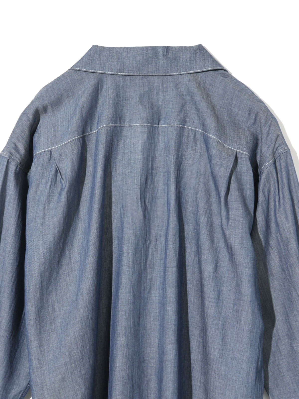 MIDIUMISOLID for Ladies シアーデニムオープンカラーシャツ(BLEACH
