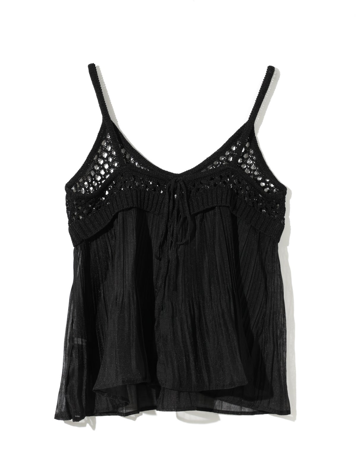 MIDIUMISOLID for Ladies メッシュニットプリーツキャミソール