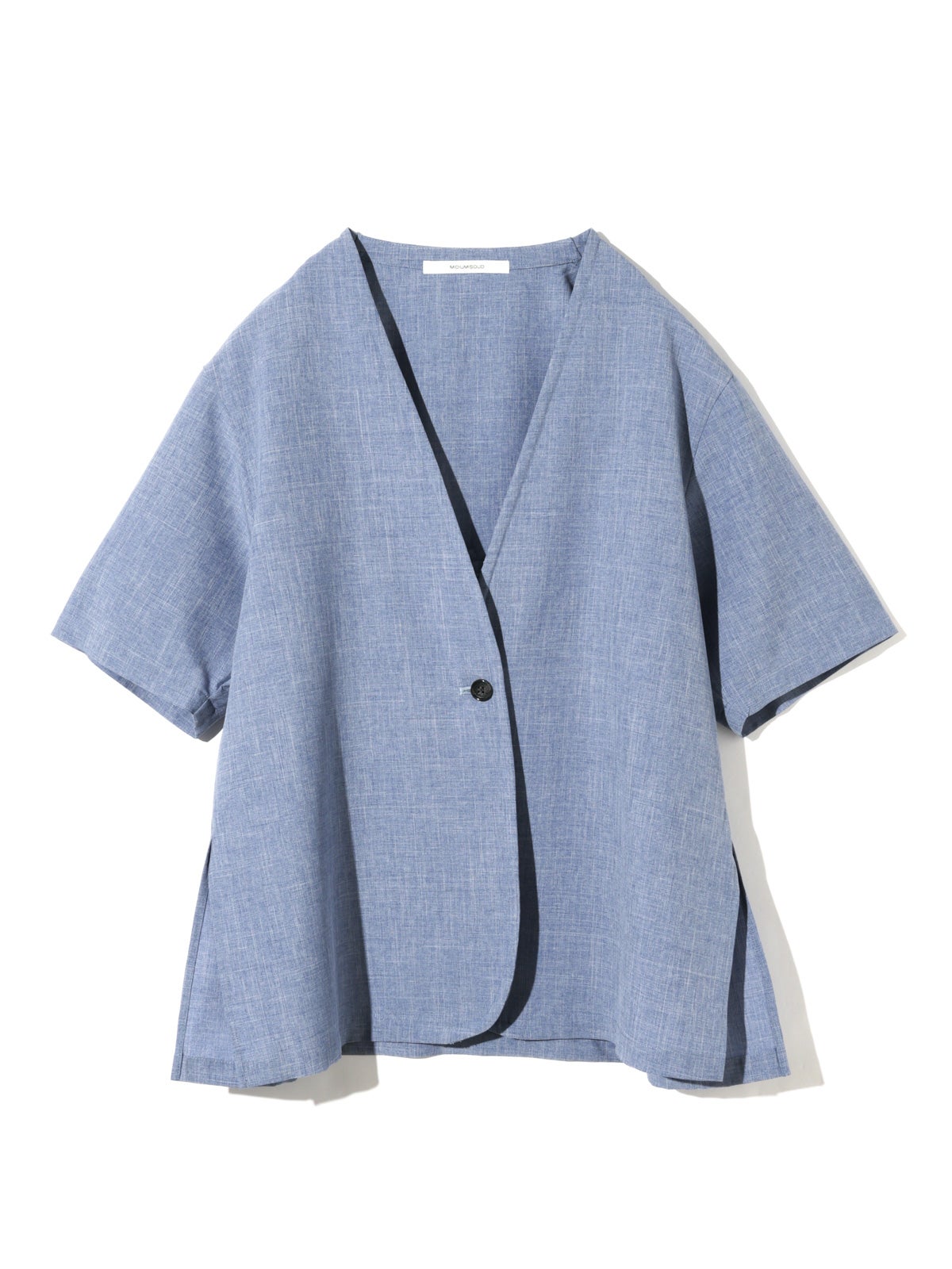 MIDIUMISOLID for Ladies ノーカラードローストリングシャツ