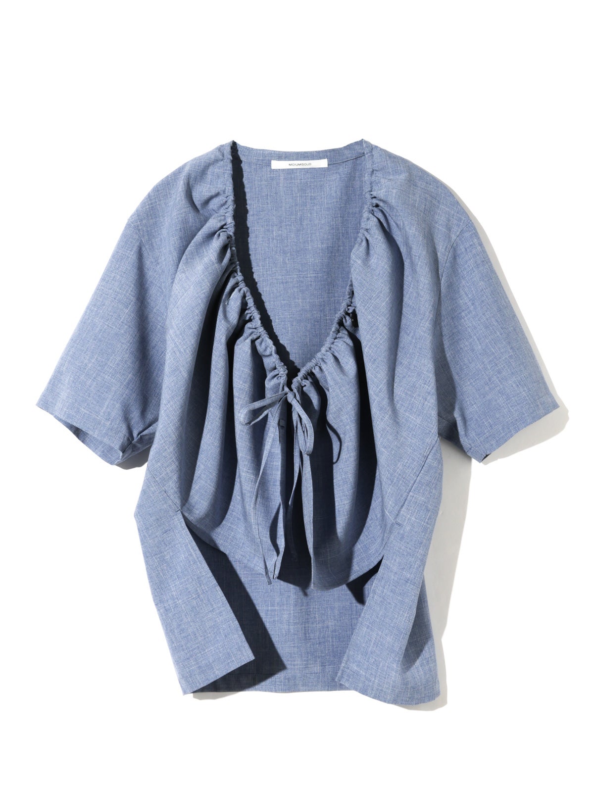 MIDIUMISOLID for Ladies ノーカラードローストリングシャツ