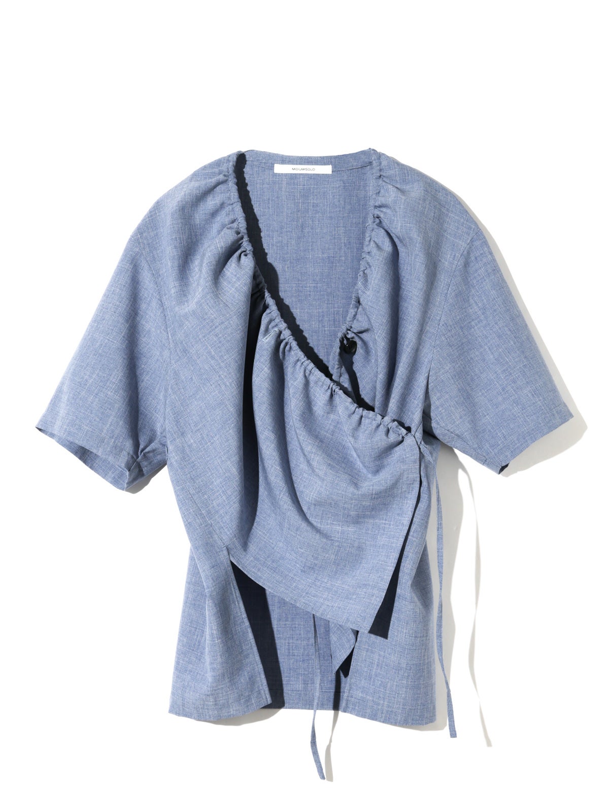 MIDIUMISOLID for Ladies ノーカラードローストリングシャツ