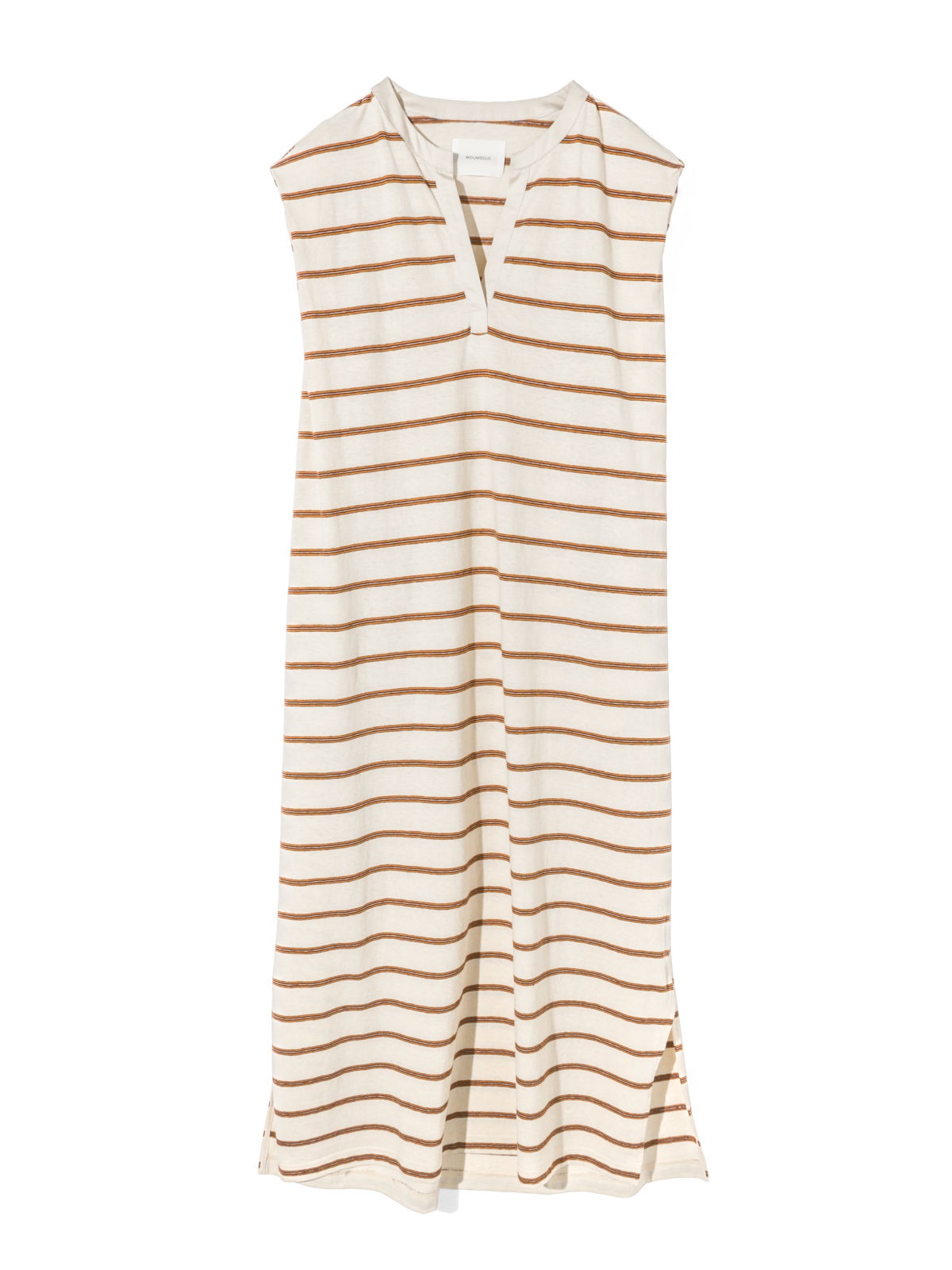 MIDIUMISOLID for Ladies マルチボーダーノースリーブワンピース