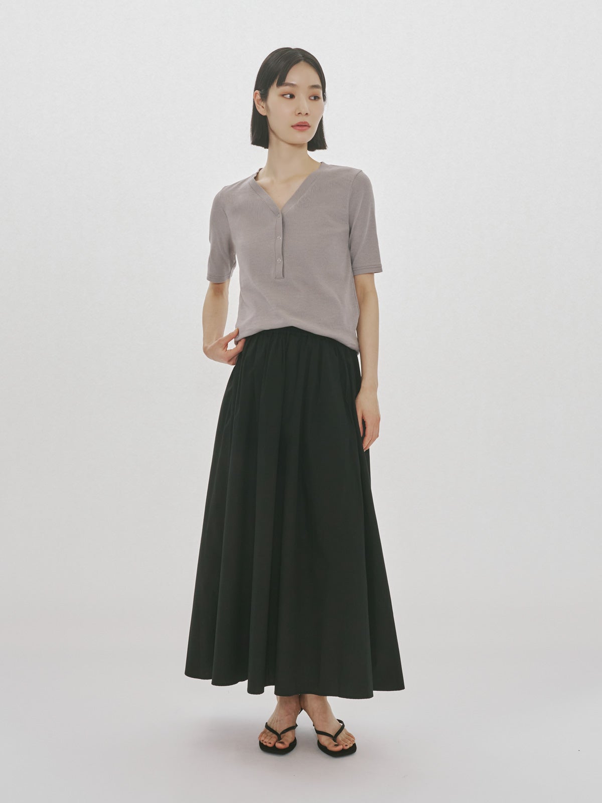 MIDIUMISOLID for Ladies タックドギャザーボリュームスカート