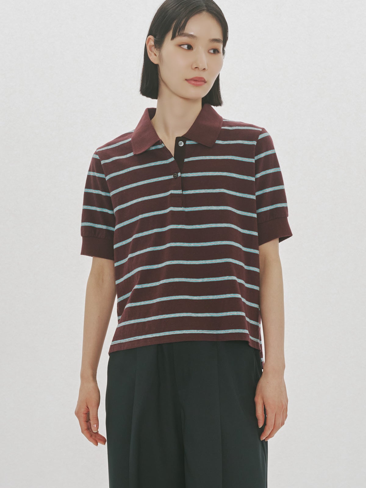 MIDIUMISOLID for Ladies マルチボーダーポロシャツ｜ MARcourt ONLINE