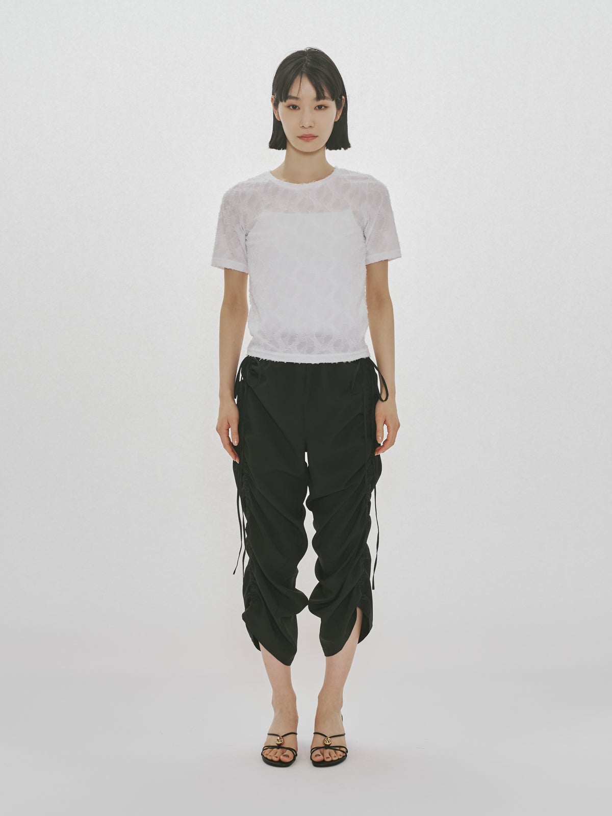 MIDIUMISOLID for Ladies ジャカードクルーネックシアーインナー