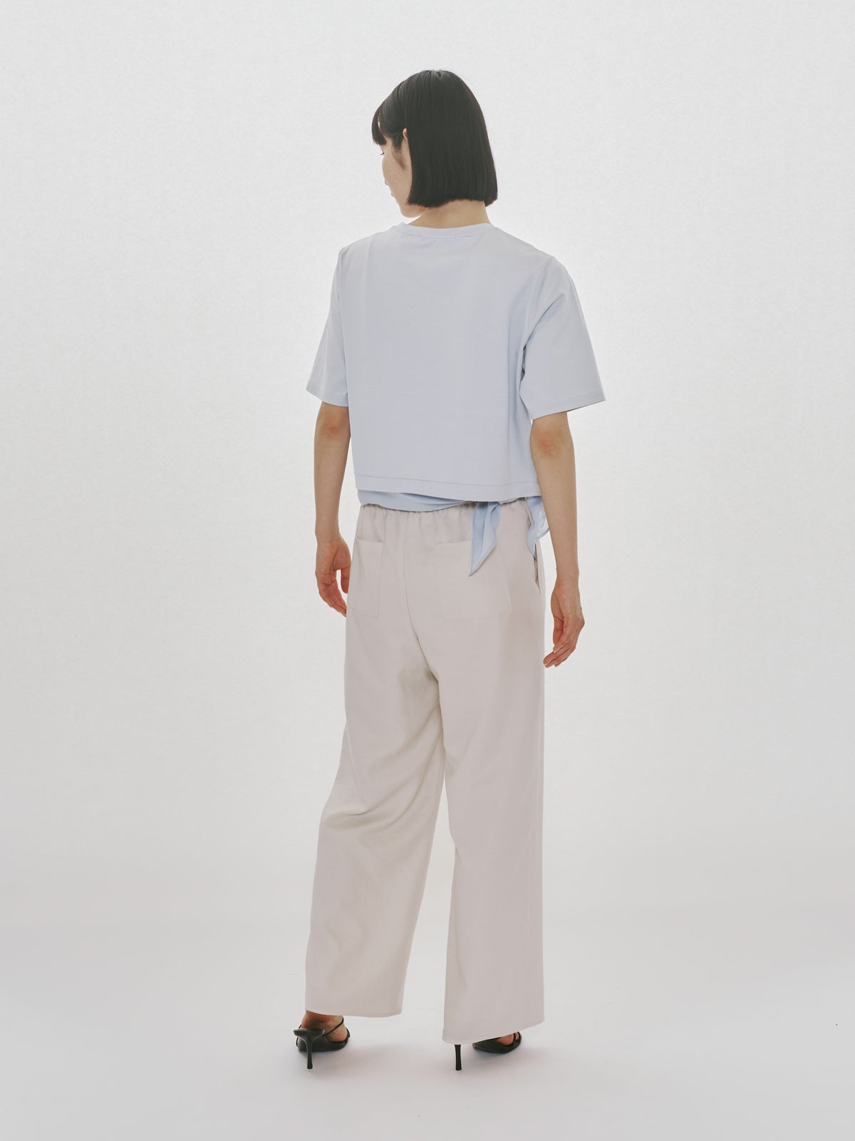 MIDIUMISOLID for Ladies シアーミックスファブリックTシャツ