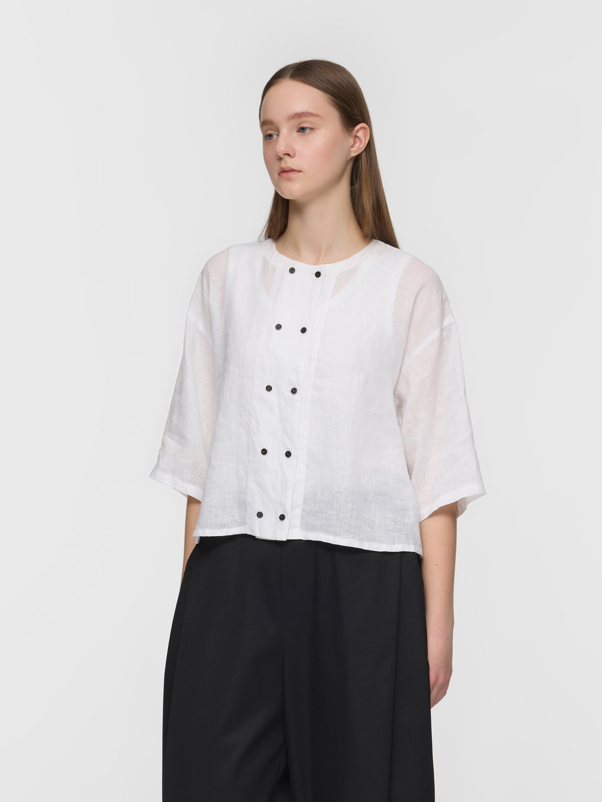 mizuiro ind リネンダブルクルーネックシャツ｜ MARcourt ONLINE STORE