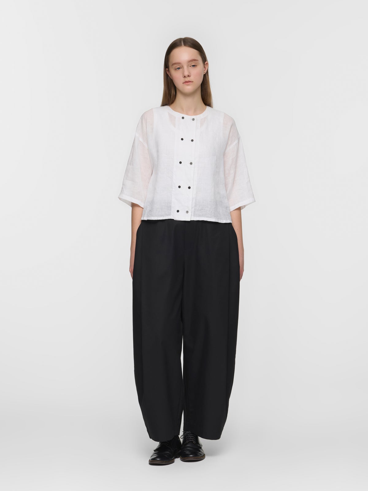 mizuiro ind リネンダブルクルーネックシャツ｜ MARcourt ONLINE STORE