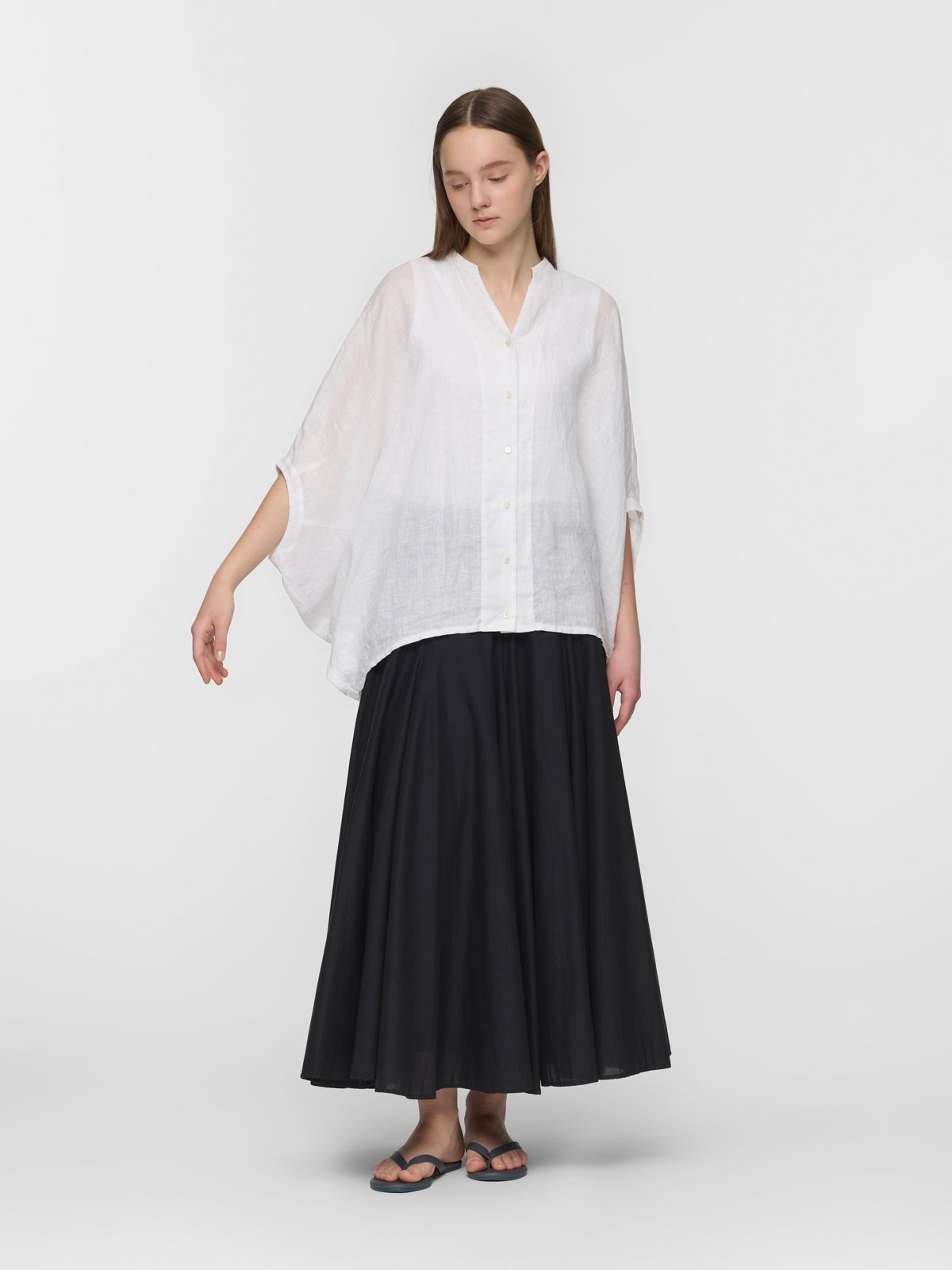 mizuiro ind リネンスタンドカラーコクーンシャツ｜ MARcourt ONLINE