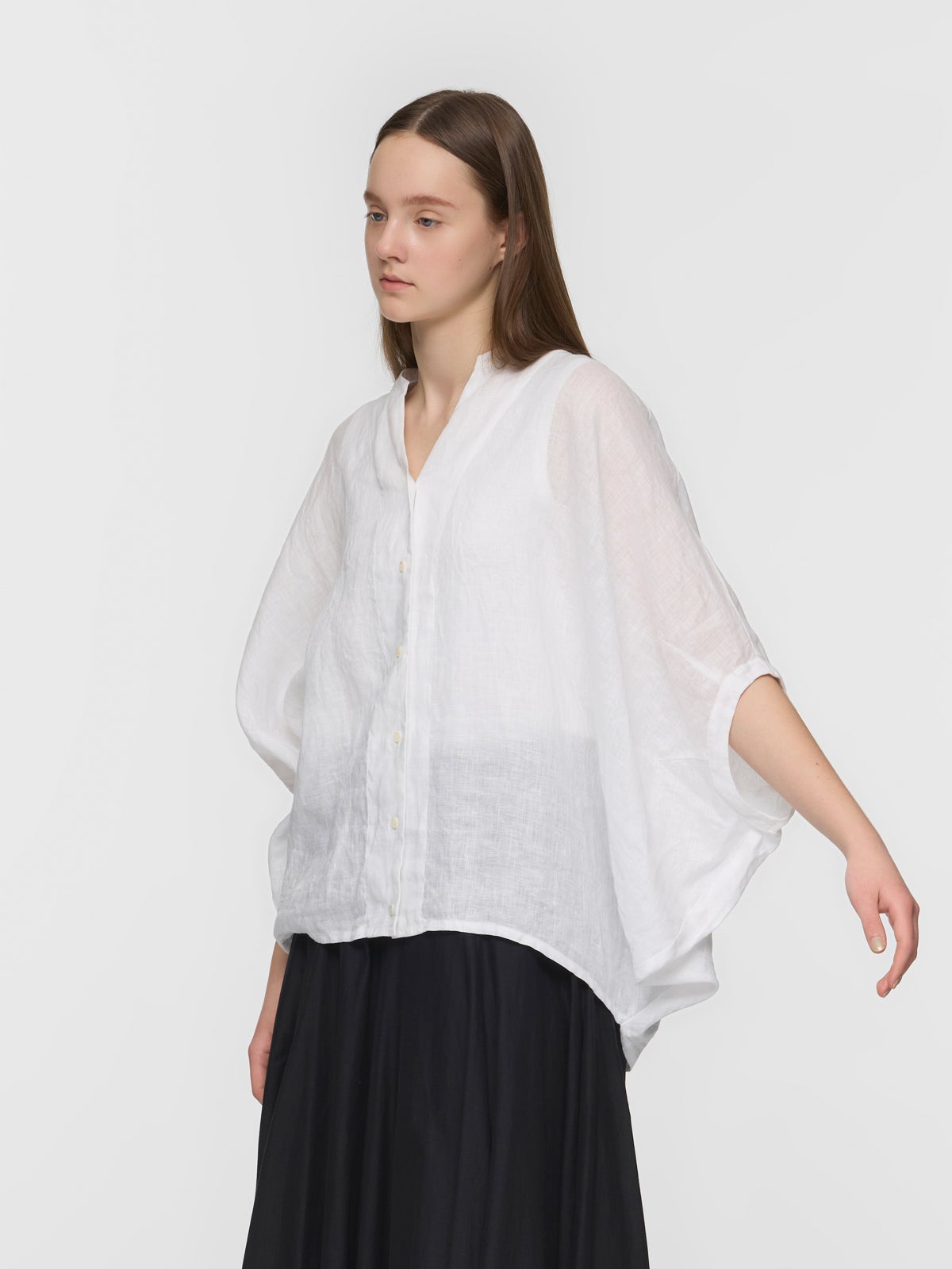 mizuiro ind リネンスタンドカラーコクーンシャツ｜ MARcourt ONLINE