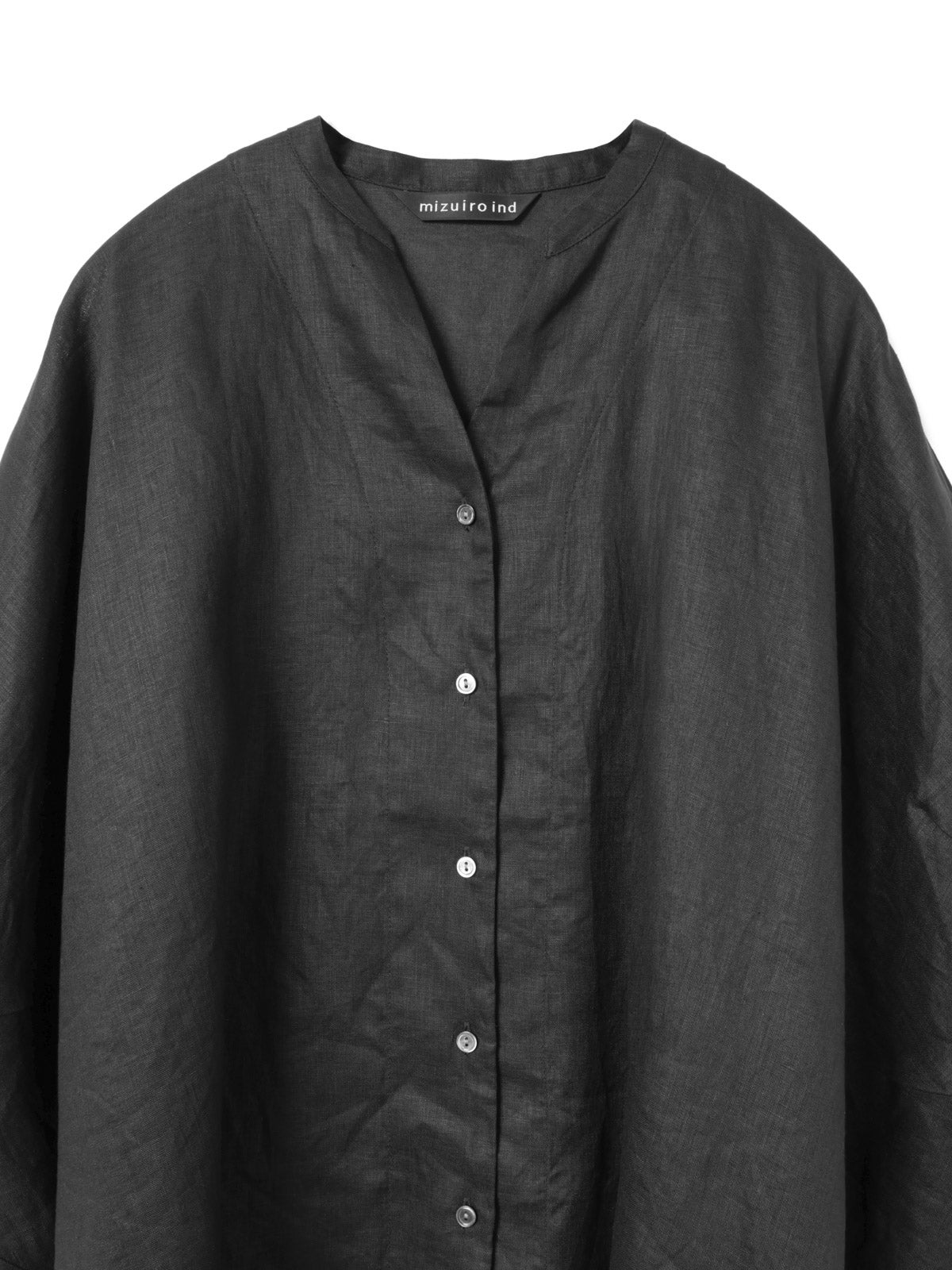 新品✨ mizuiroind 25SSリネンスタンドカラーコクーンシャツ 日本製 mizuiro ind リネンスタンドカラーコクーンシャツ｜ MARcourt ONLINE