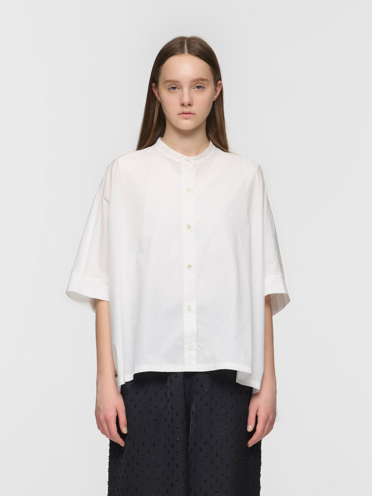 half slv stand collar wide shirt