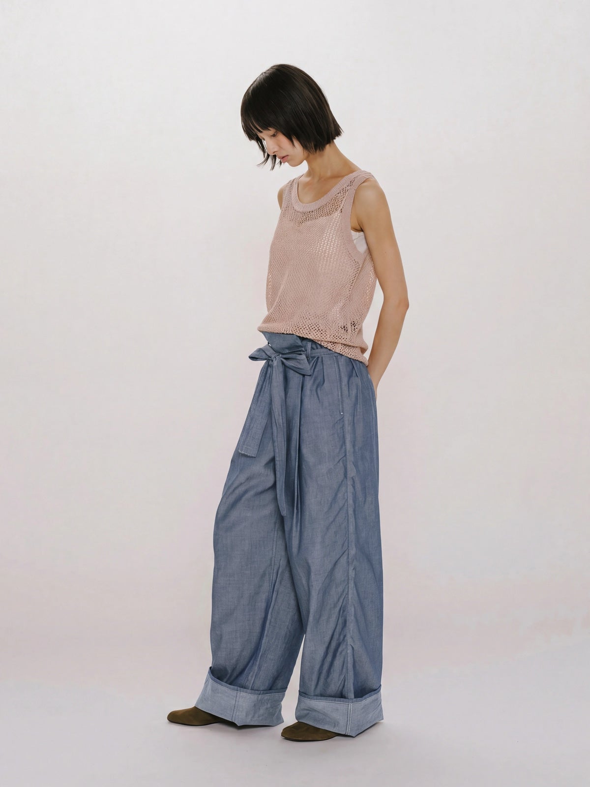 MIDIUMISOLID for Ladies シアーデニムイージーパンツ（BLEACH