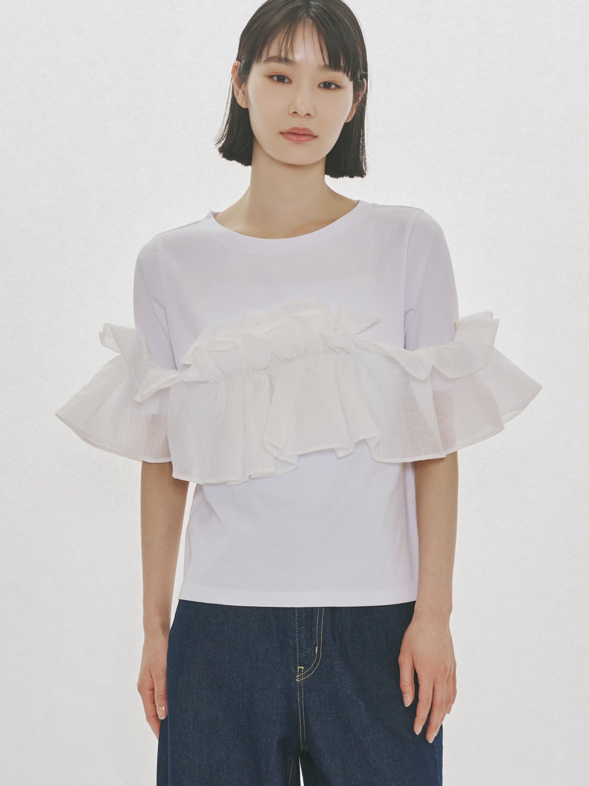 ミディウミソリッド　アシンメトリーシャツ MIDIUMISOLID（ミディウミソリッド） tシャツ MIDIUMISOLID for Ladies