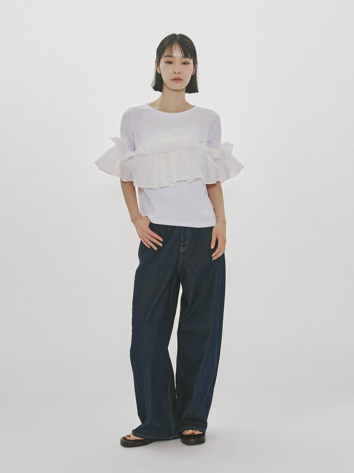 MIDIUMISOLID for Ladies シフトフリルTシャツ｜ MARcourt ONLINE