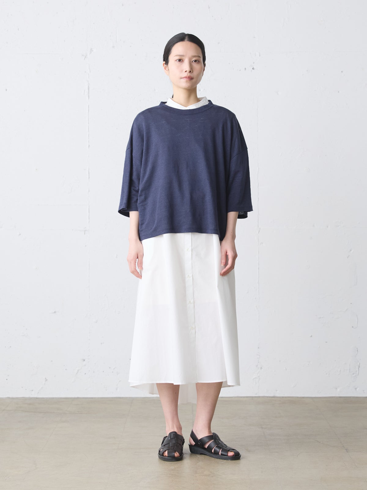 MidiUmi ハーフスリーブAラインシャツワンピース｜ MARcourt ONLINE