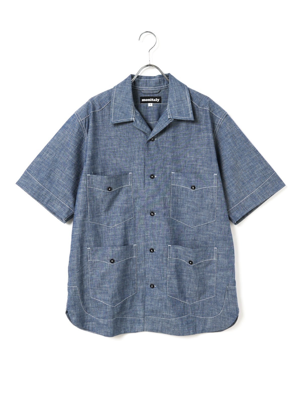 美品　MONITALY/モニタリー　シャンブレー開襟シャツ　USA製 MONITALY M31837オープンカラーシャツ｜ MARcourt ONLINE STORE