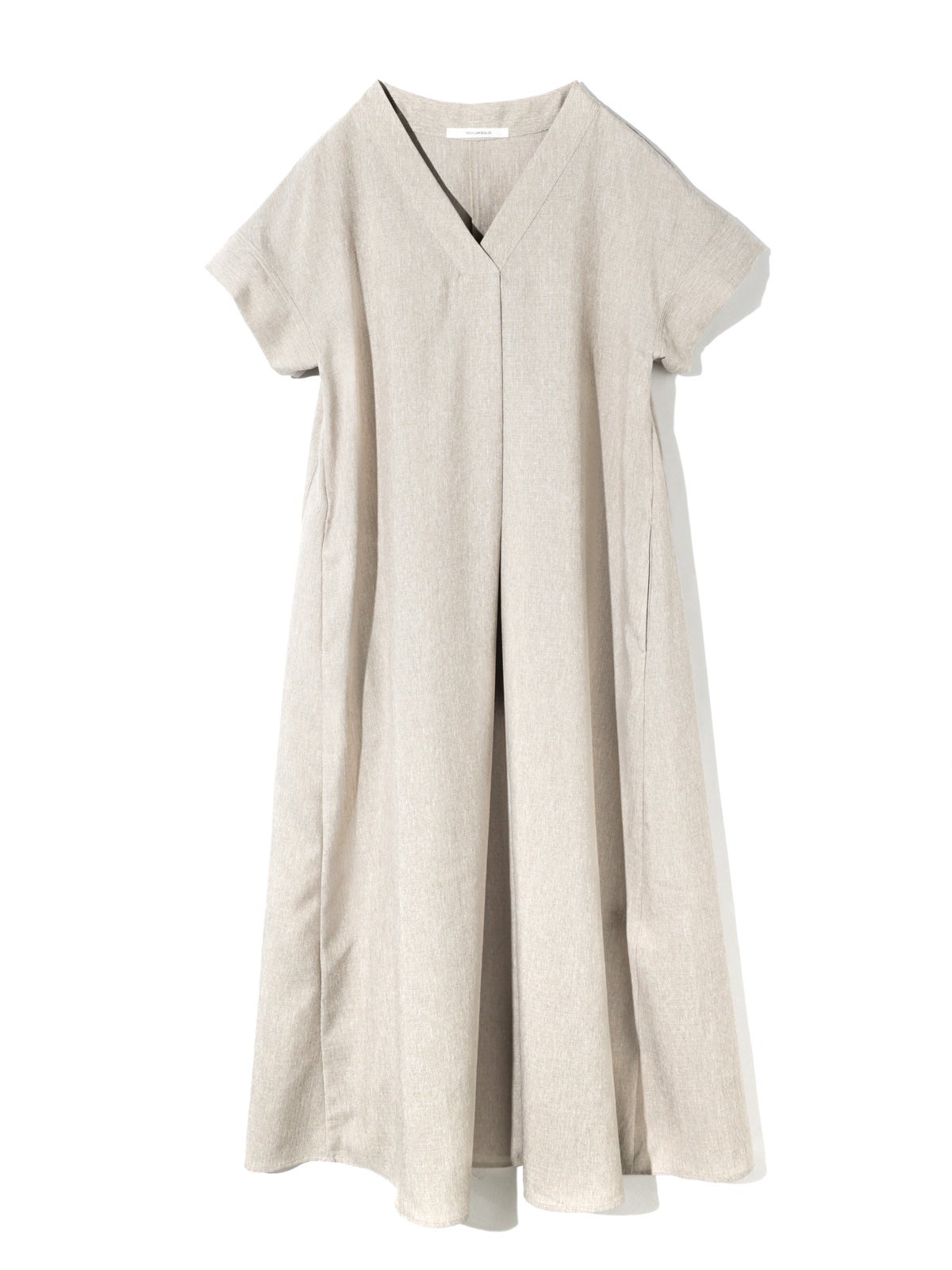 らみ MIDIUMISOLID for Ladies リネンライクVネックフレアワンピース