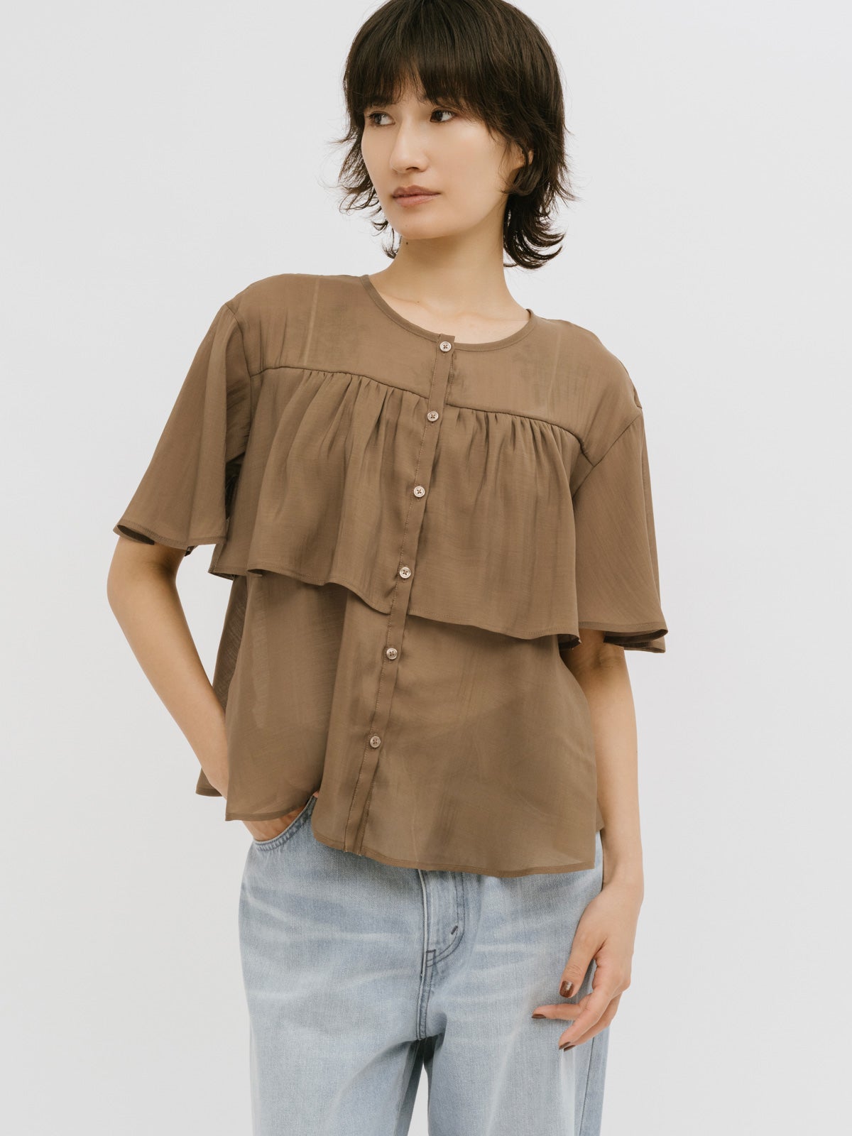 MIDIUMISOLID for Ladies シアーティアードブラウス｜ MARcourt ONLINE