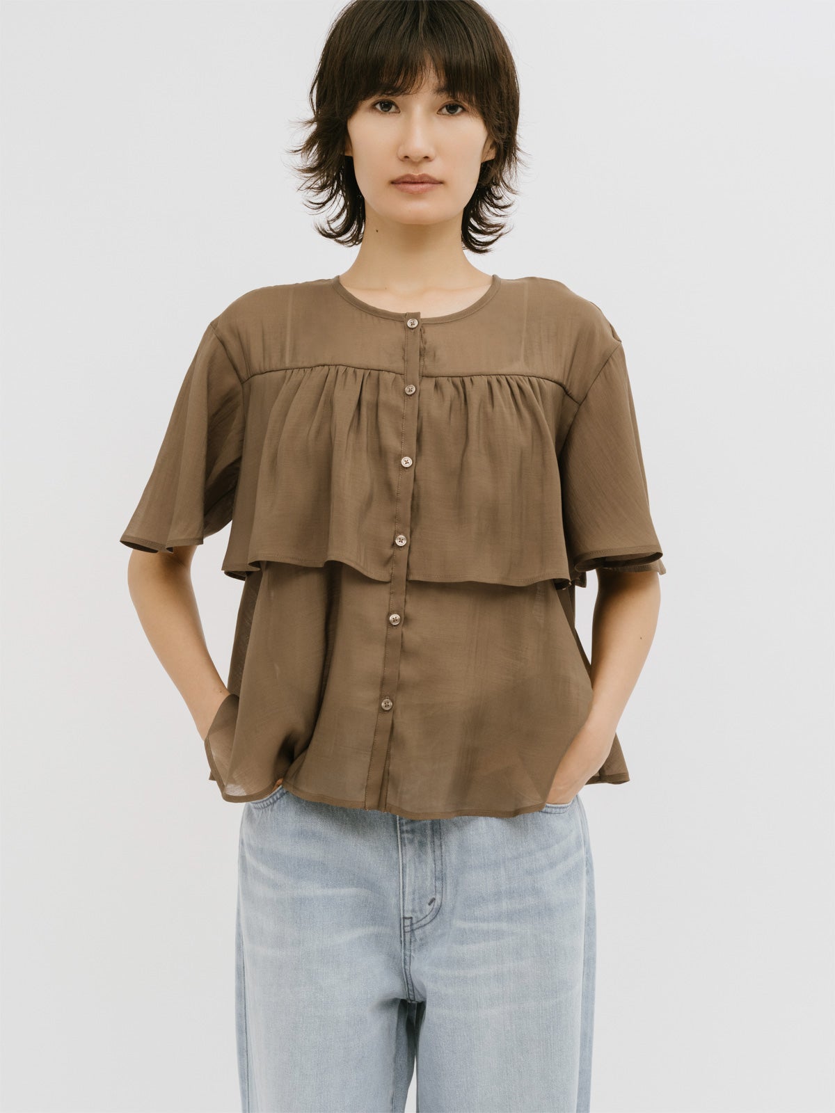 MIDIUMISOLID for Ladies シアーティアードブラウス｜ MARcourt ONLINE