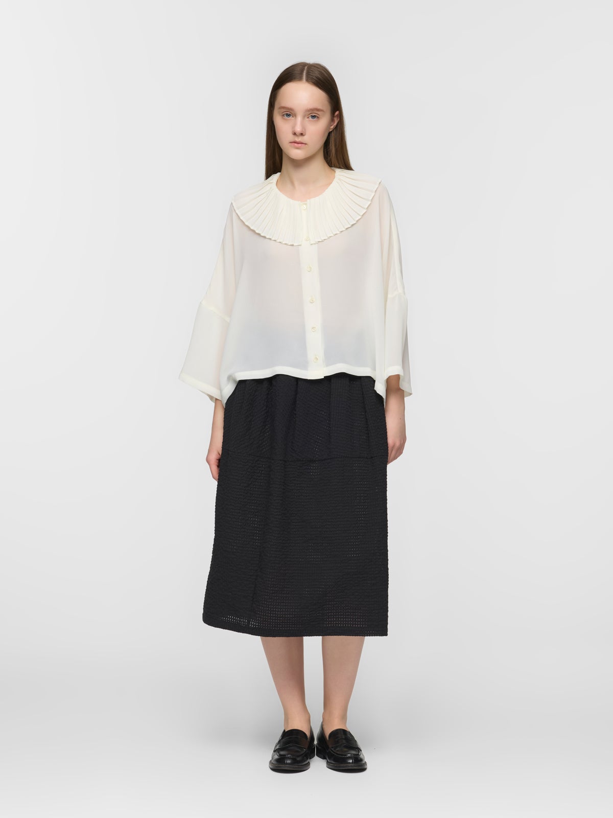 mizuiro ind プリーツカラーワイドシャツ｜ MARcourt ONLINE STORE