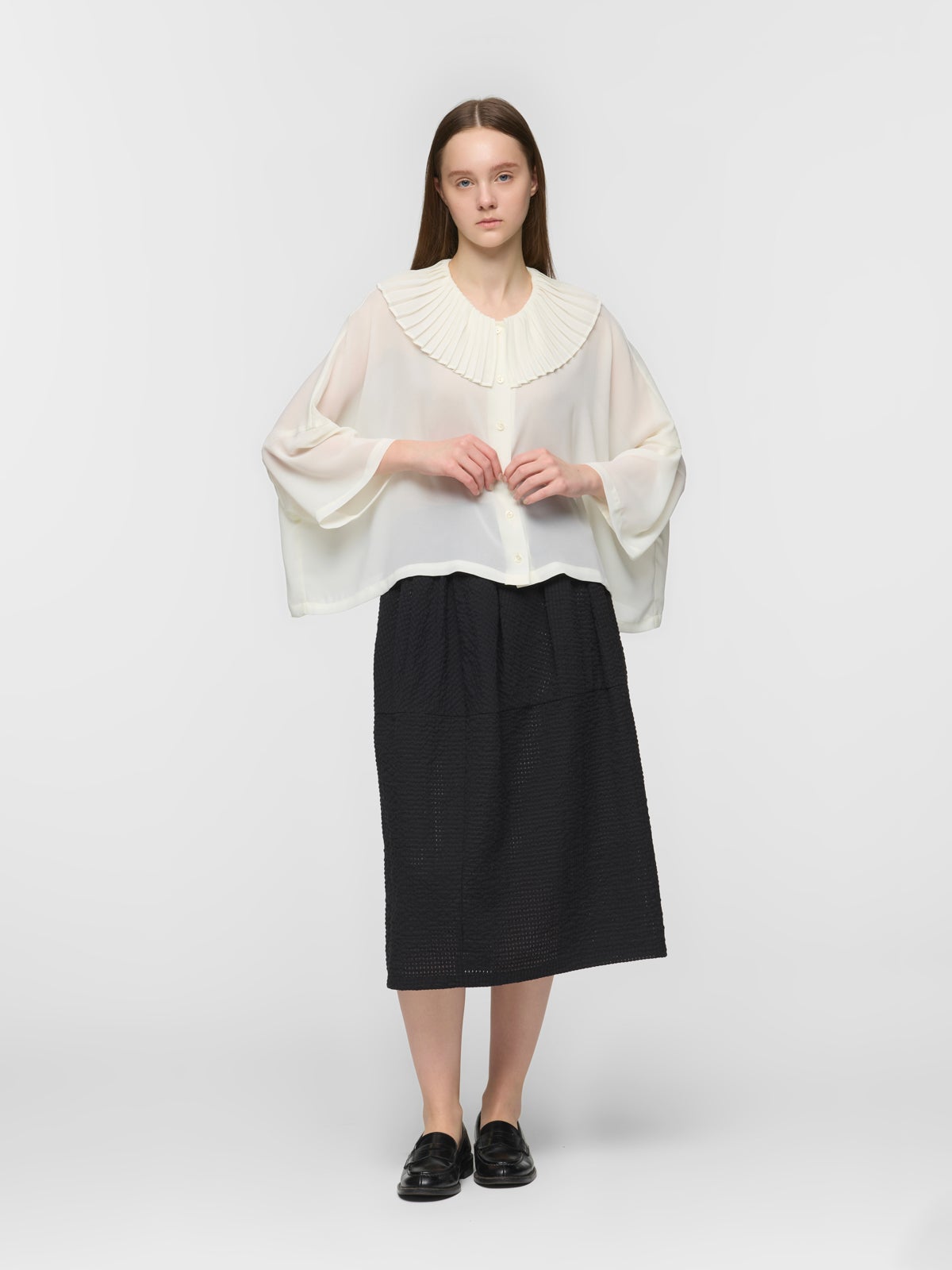mizuiro ind プリーツカラーワイドシャツ｜ MARcourt ONLINE STORE