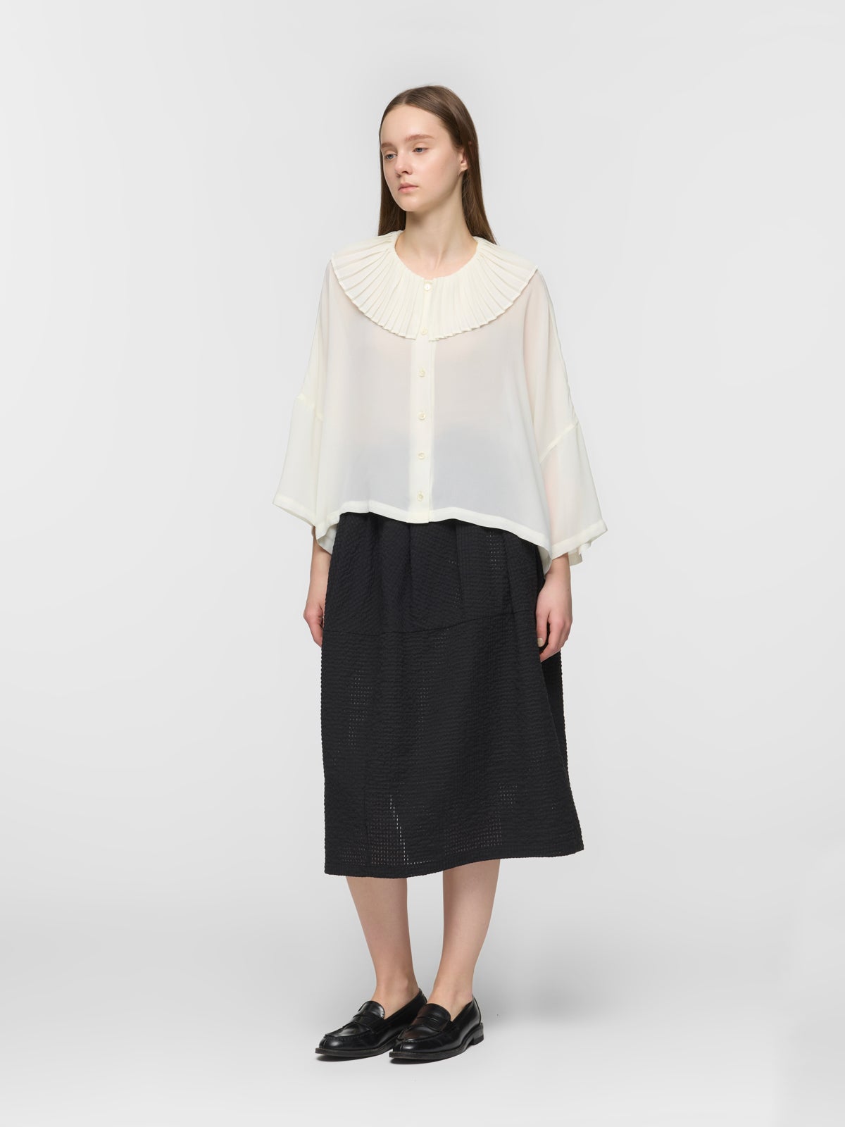 mizuiro ind プリーツカラーワイドシャツ｜ MARcourt ONLINE STORE