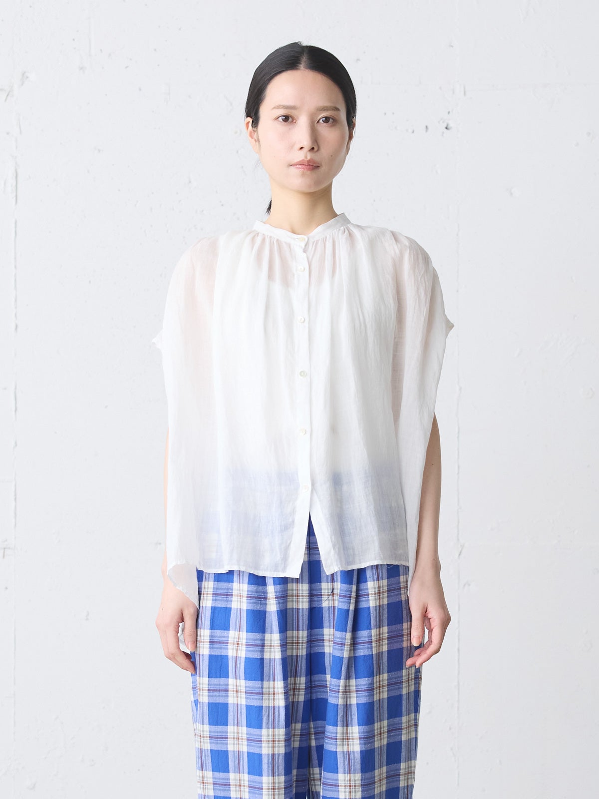 ramie gather N/S shirt