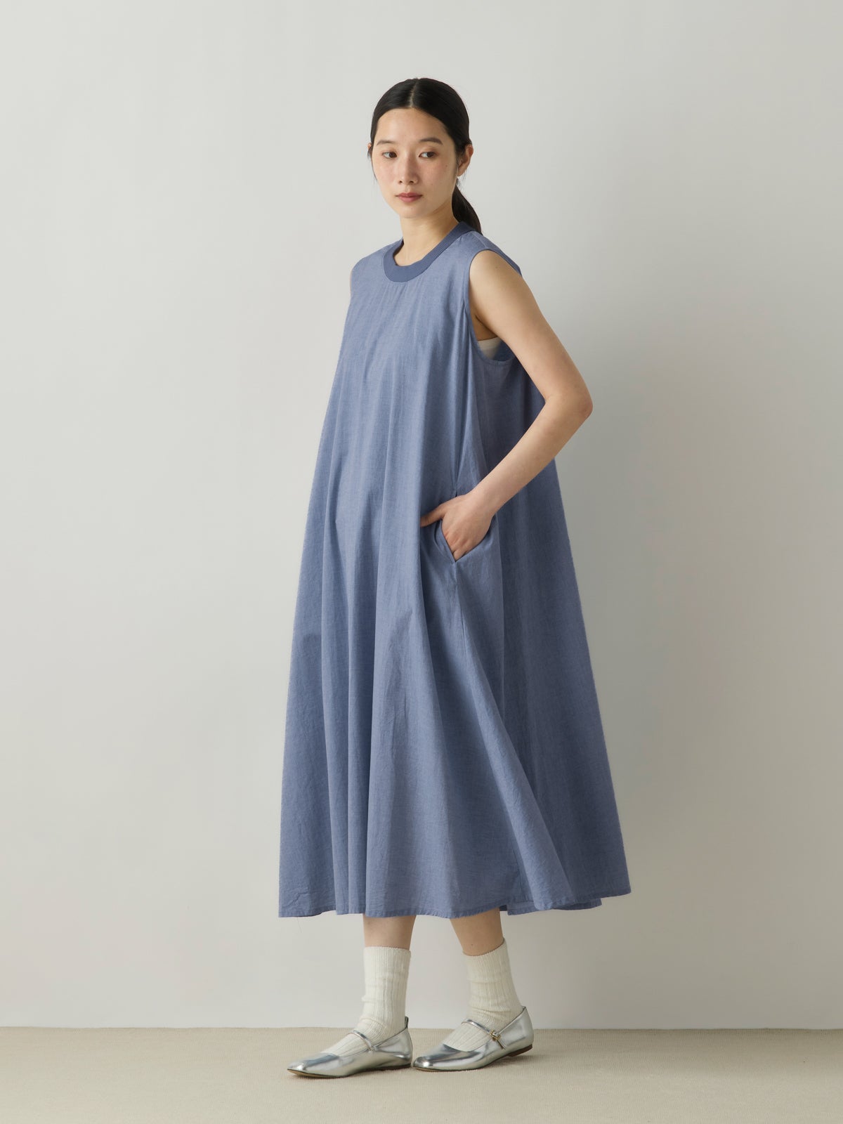 9月14日(月)正午販売終了 ]MidiUmi シャンブレーノースリーブ
