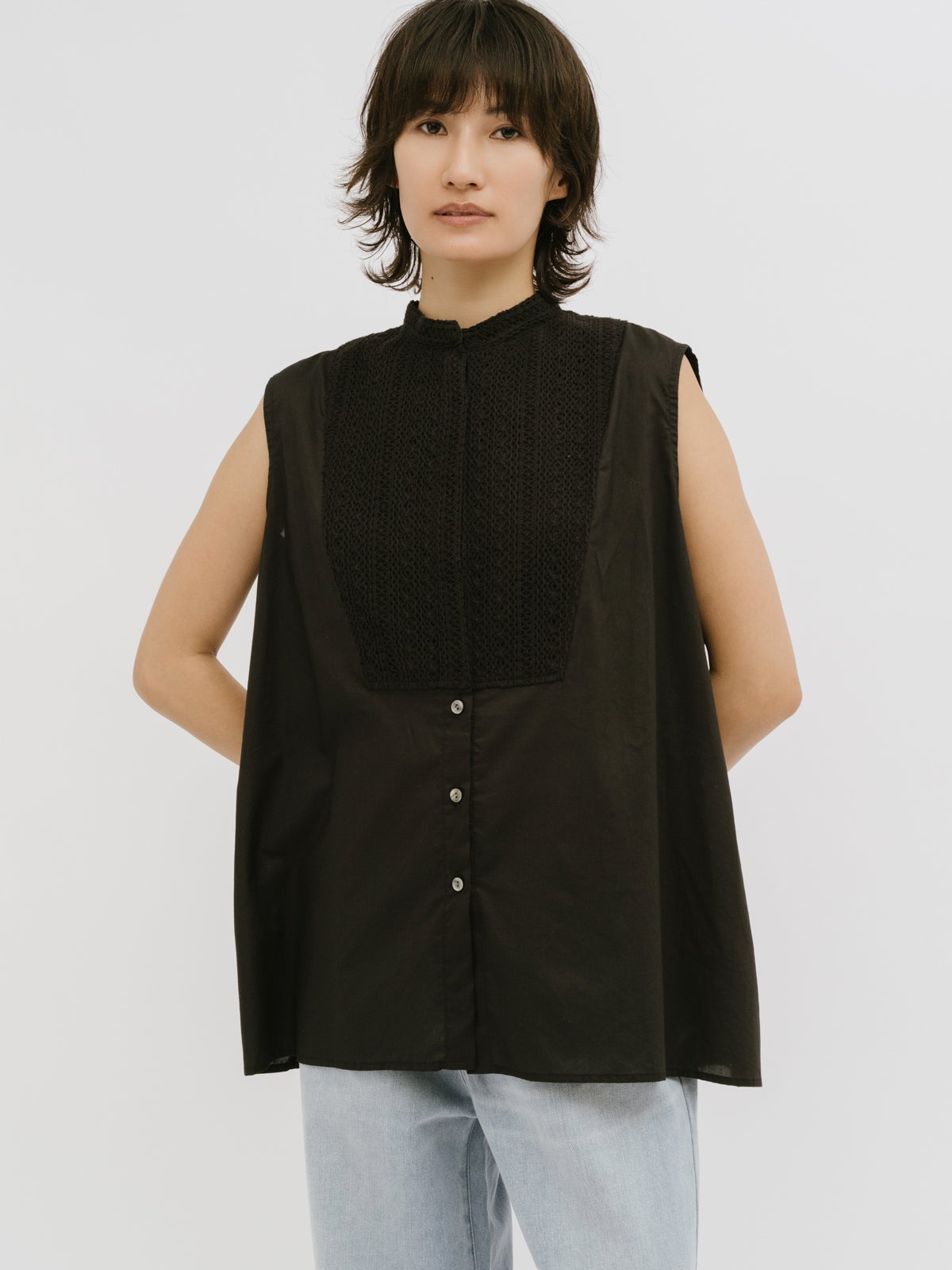 【MARRYME】TWINNING レディース ブラック MIDIUMISOLID for Ladies レース付きワイドシャツ｜ MARcourt ONLINE