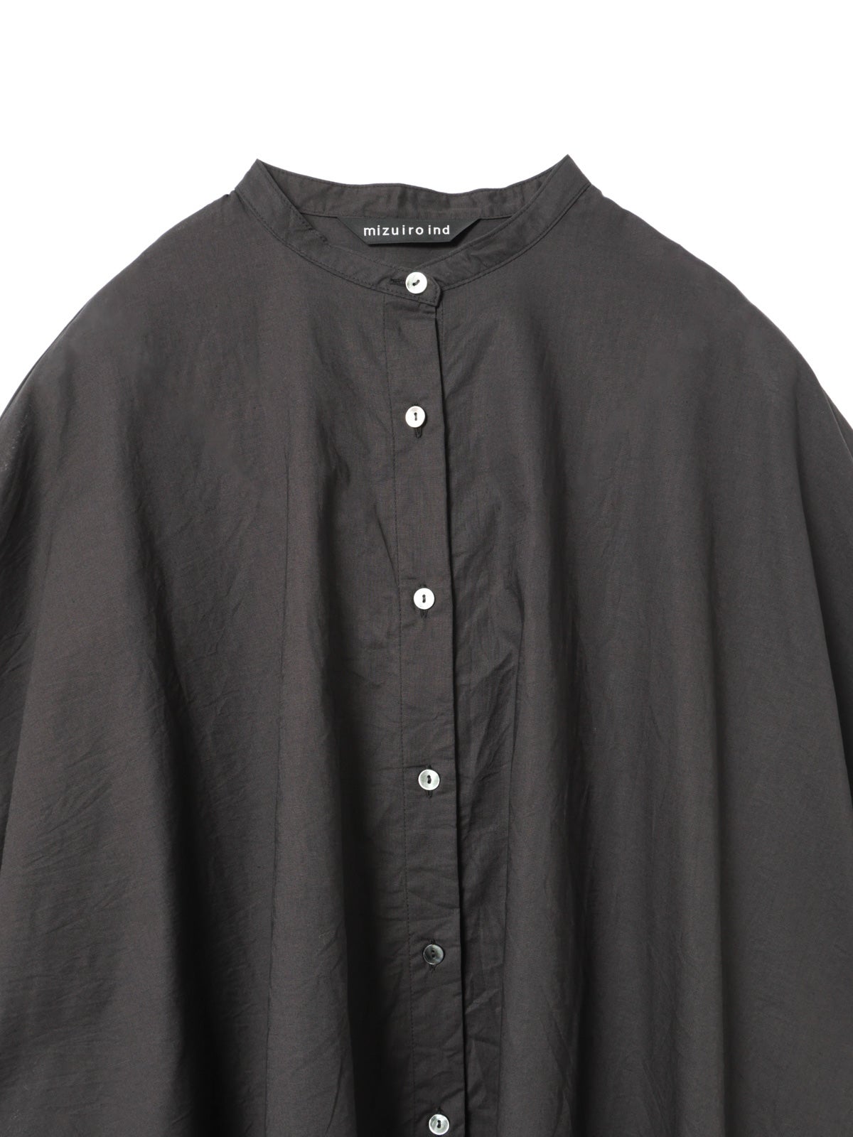 mizuiro ind コットンリネンスタンドカラーワイドシャツ｜ MARcourt
