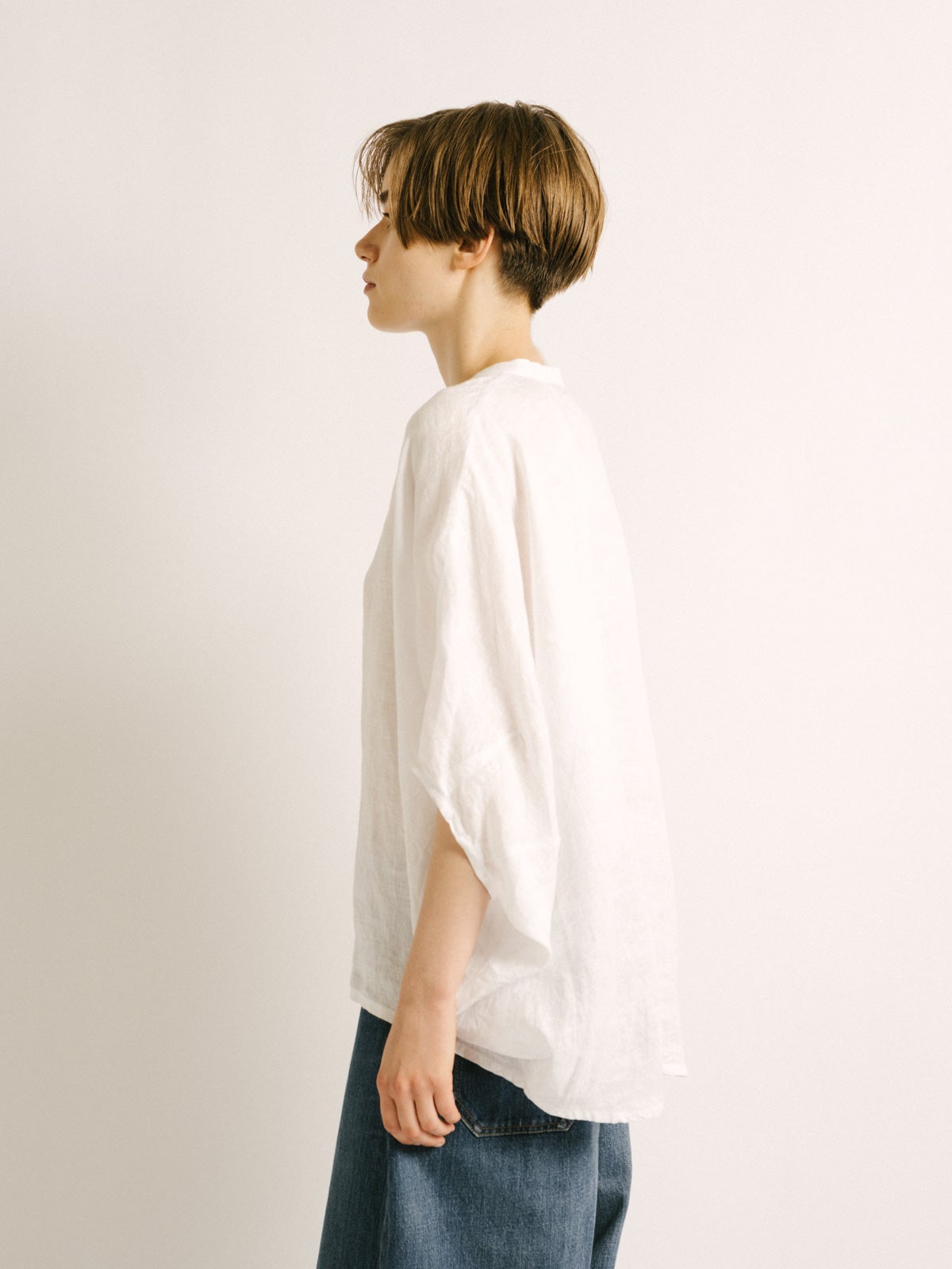 mizuiro ind リネンスタンドカラーコクーンシャツ｜ MARcourt ONLINE
