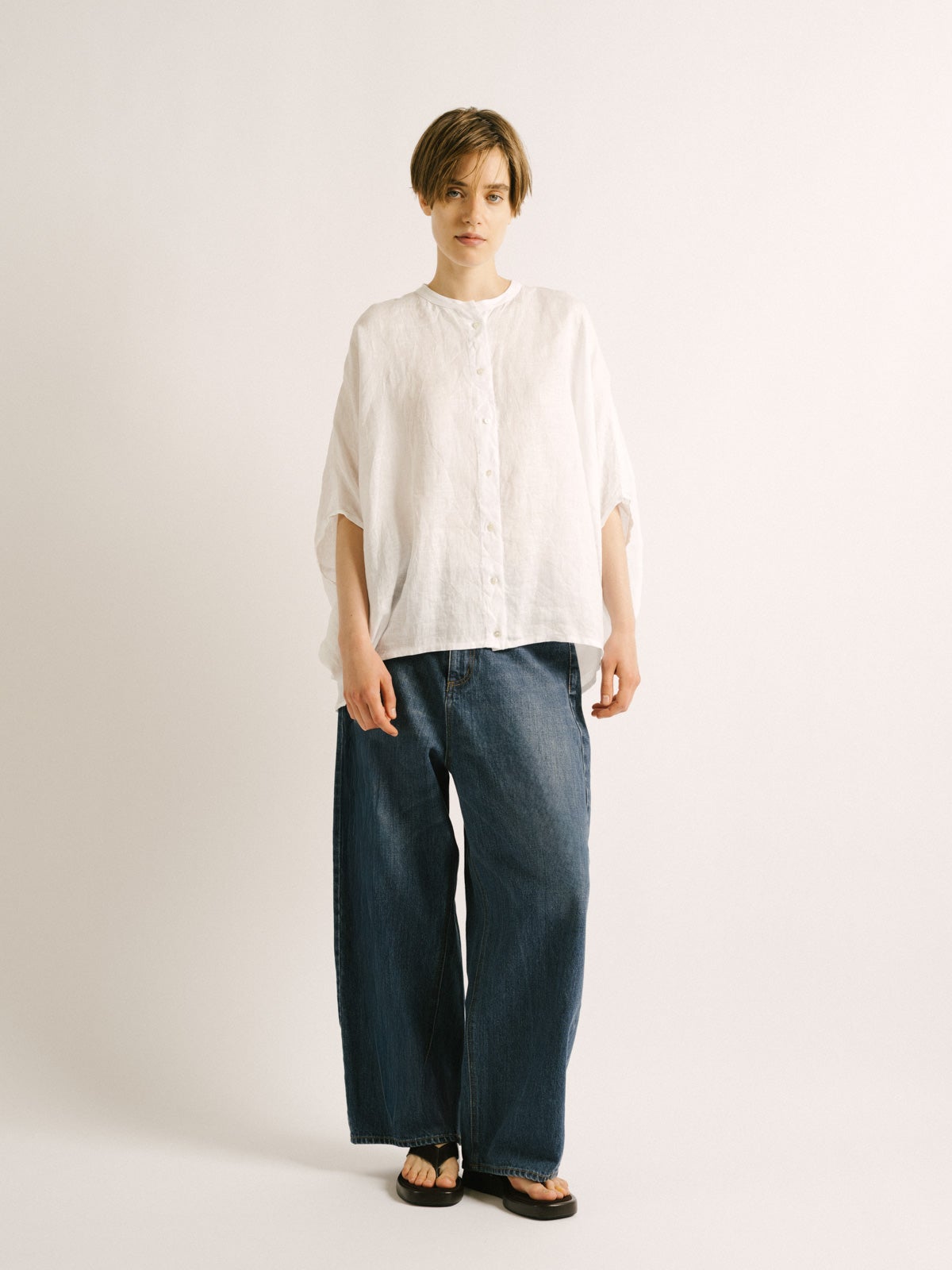 mizuiro ind リネンスタンドカラーコクーンシャツ｜ MARcourt ONLINE