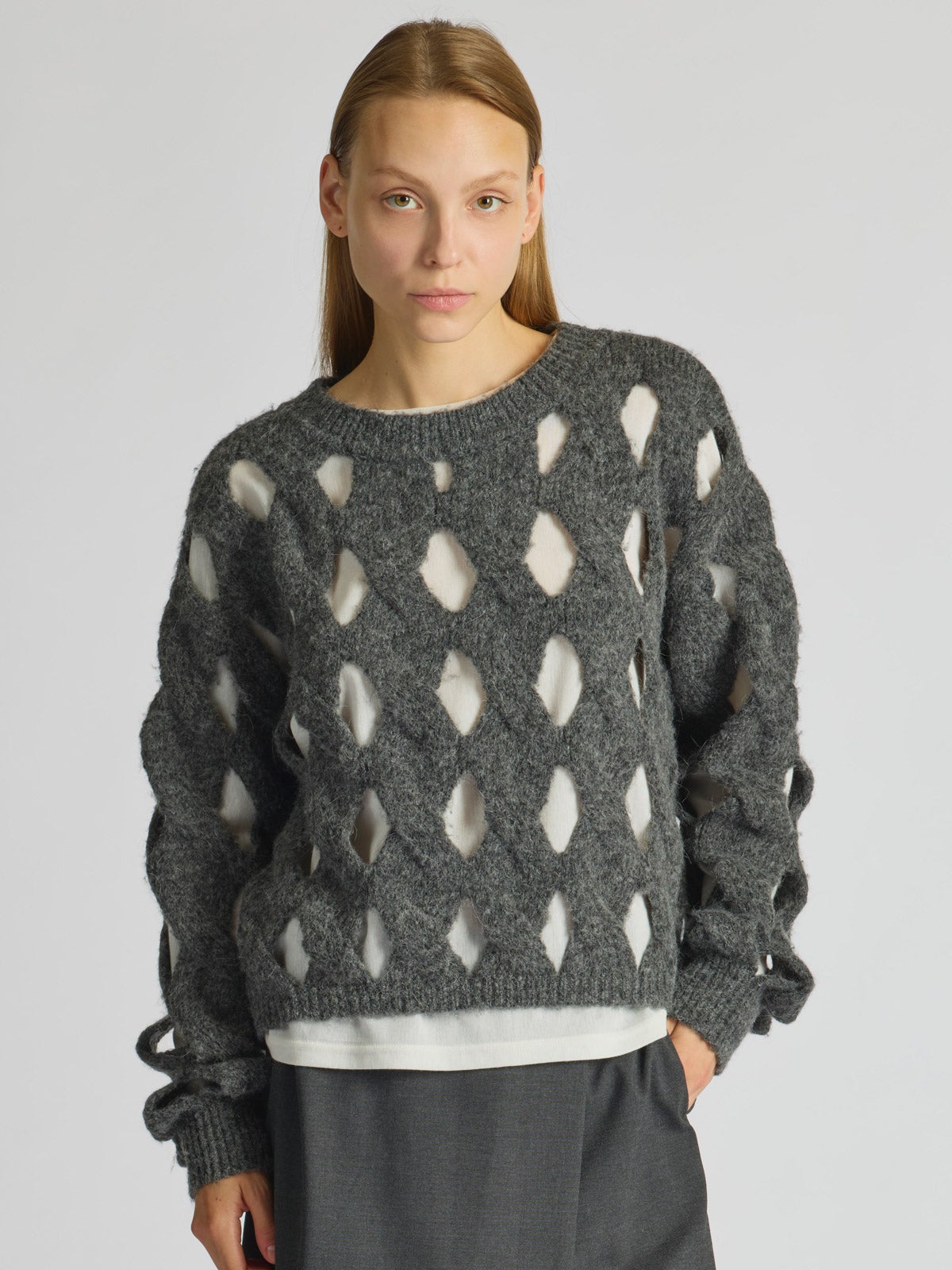 cable crew neck P/O