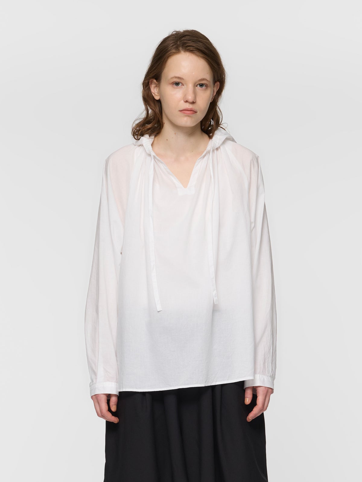 mizuiro ind フードギャザーネックシャツ｜ MARcourt ONLINE STORE
