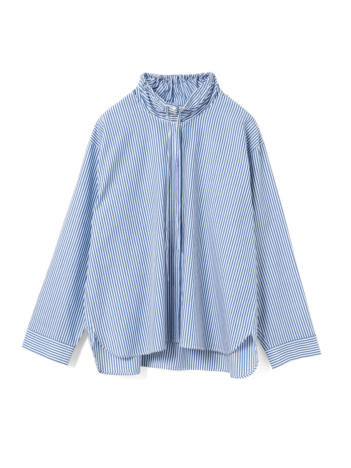 mizuiro ind ストライプギャザーネックシャツ｜ MARcourt ONLINE STORE